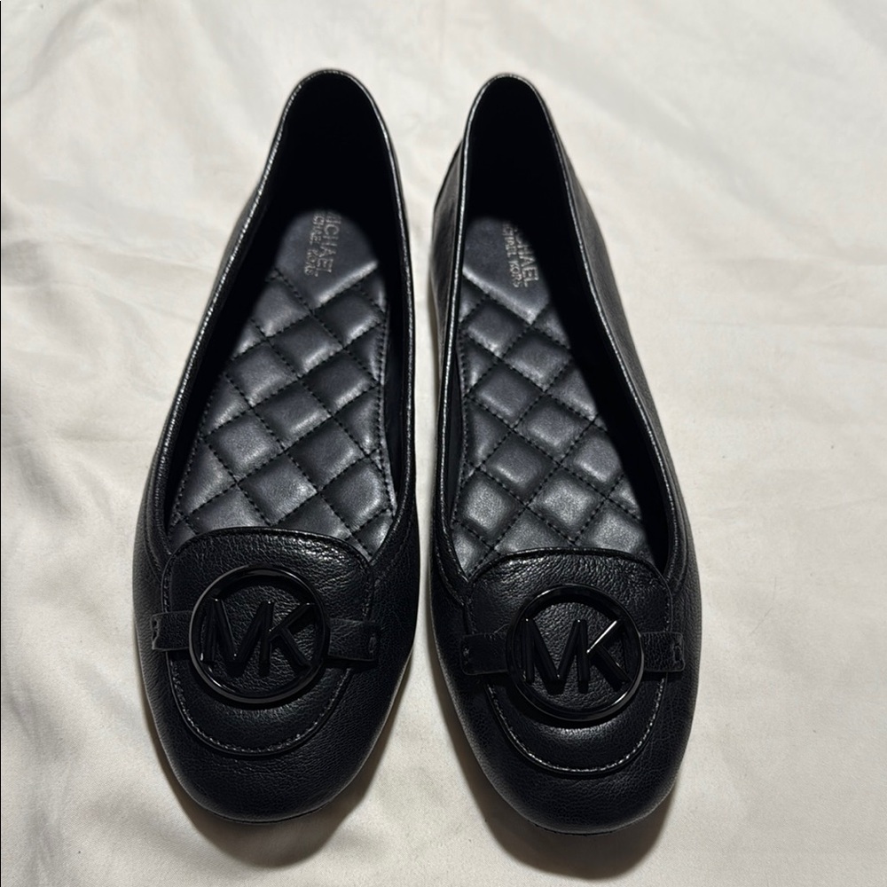 Michael Kors Black Lillie Quilted Flats with Logo